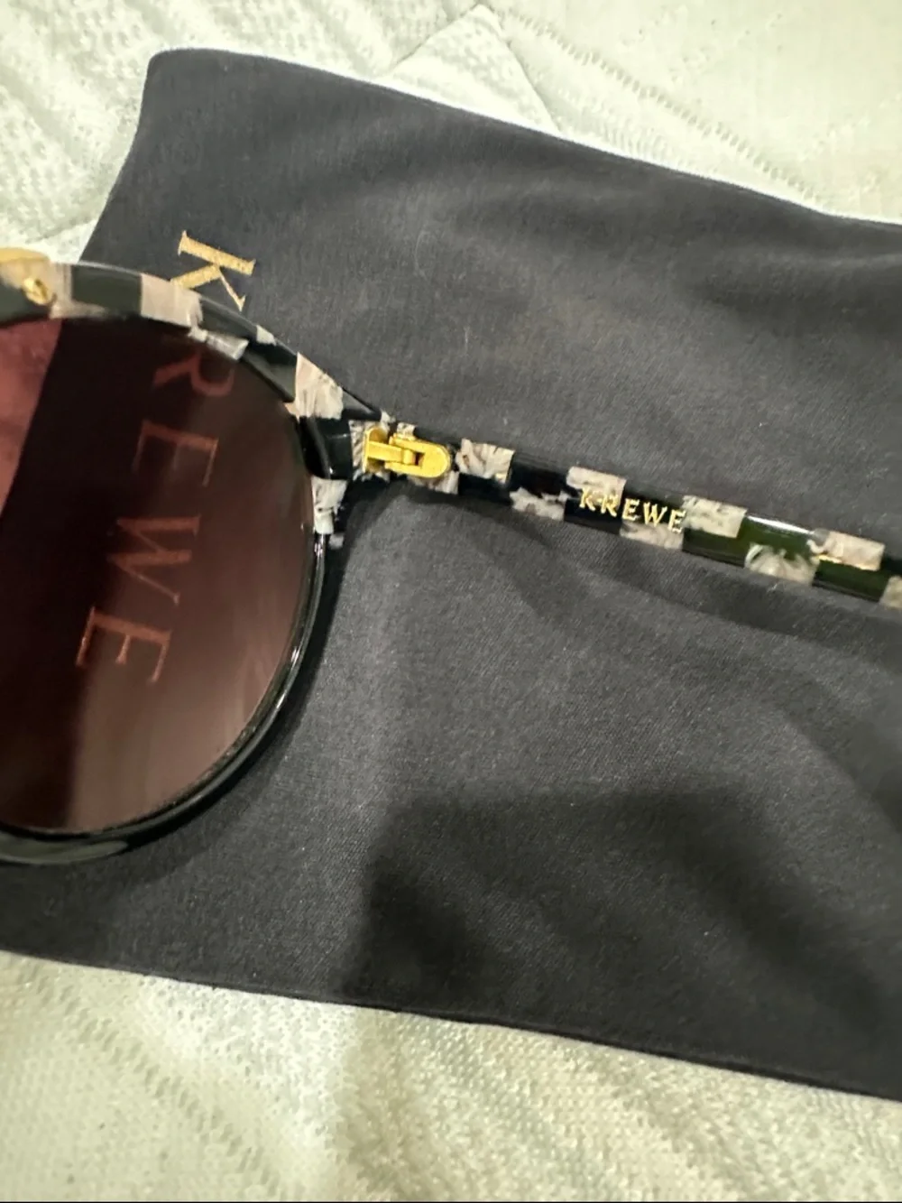 KREWE STL 18k St. Louis Mirrored Harlequin to Black Round Sunglasses
